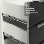 Bajo Mesada 40 cm 3 Cajones (Con Mesada) Blanco/Negro Lux Madesa