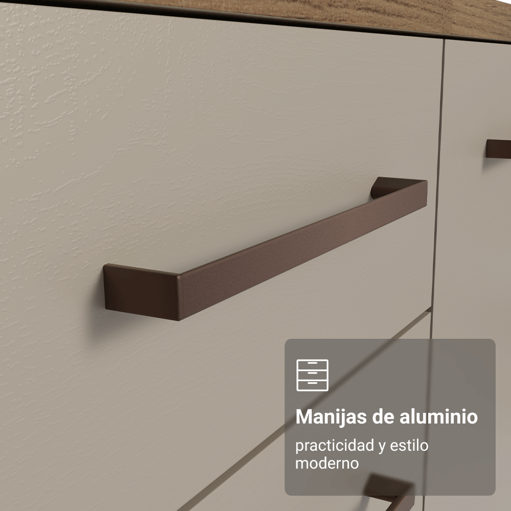 Bajo Mesada 40 cm 3 Cajones Sin Mesada Marrón/Crema Agata Madesa