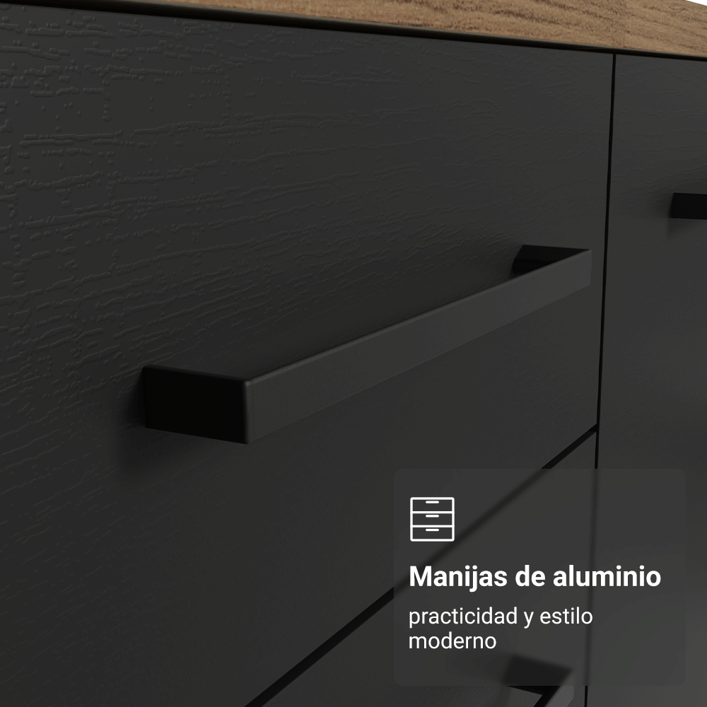 Bajo Mesada 40 cm 3 Cajones Sin Mesada Marrón/Negro Agata Madesa
