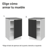 Bajo Mesada de Cocina 50 cm 1 Puerta Blanco/Negro Lux Madesa