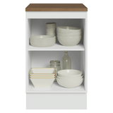 Bajo Mesada 50cm 1 Puerta, Blanco y mesada Marrón Stella Madesa