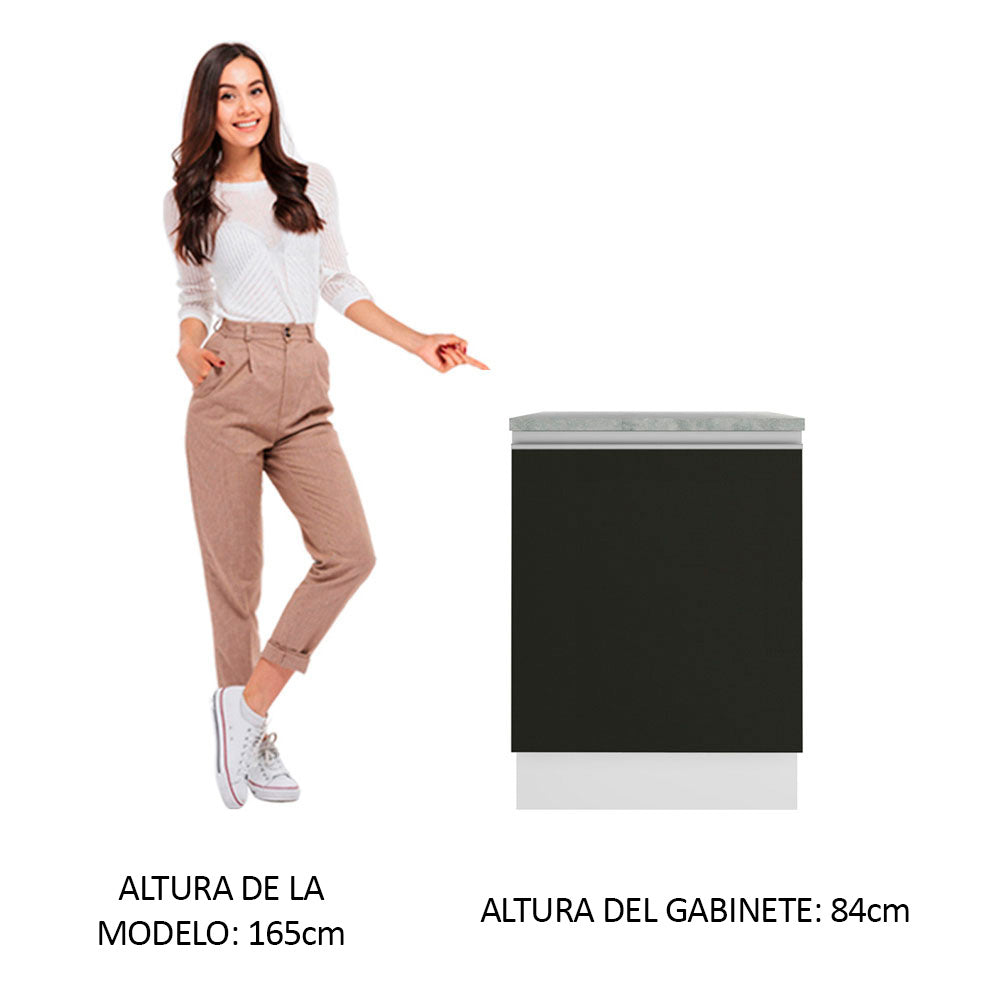 Bajo Mesada 60 cm Con 1 Puerta Glamy Blanco/Negro