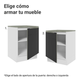 Bajo Mesada de Cocina 60 cm 1 Puerta Blanco/Negro Lux Madesa