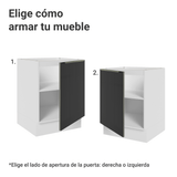 Bajo Mesada de Cocina 60 cm 1 Puerta (Sin Mesada) Blanco/Negro Lux Madesa
