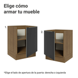 Bajo Mesada de Cocina 60 cm 1 Puerta (Sin Mesada) Marrón/Negro Lux Madesa