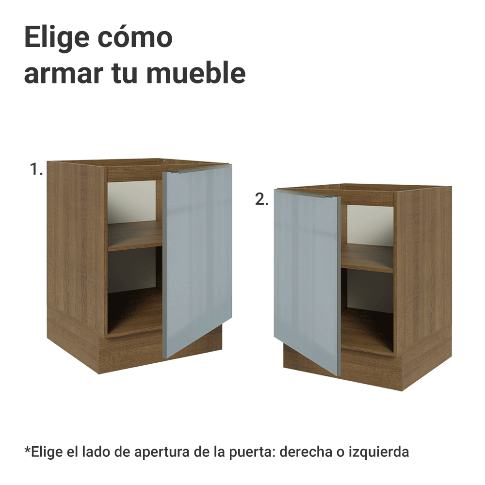 Bajo Mesada de Cocina 60 cm 1 Puerta (Sin Mesada) Marrón/Gris Lux Madesa
