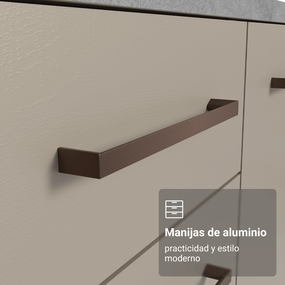Bajo Mesada 60 cm 3 Cajones Sin Mesada Blanco/Crema Agata Madesa