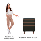Bajo Mesada 60 cm 3 Cajones con Patas Negro Reims Madesa
