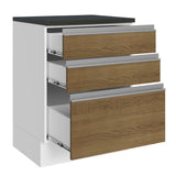 Bajo Mesada Cocina 100% MDF 60 cm 3 Cajones Blanco/Marrón Acordes Madesa