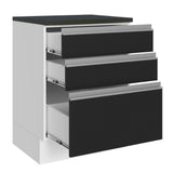 Bajo Mesada Cocina 100% MDF 60 cm 3 Cajones Blanco/Negro Acordes Madesa