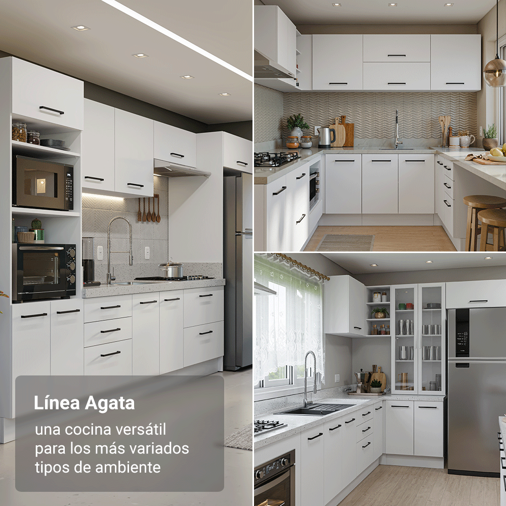 Bajo Mesada 70 cm 2 Puertas Sin Mesada Blanco Agata Madesa