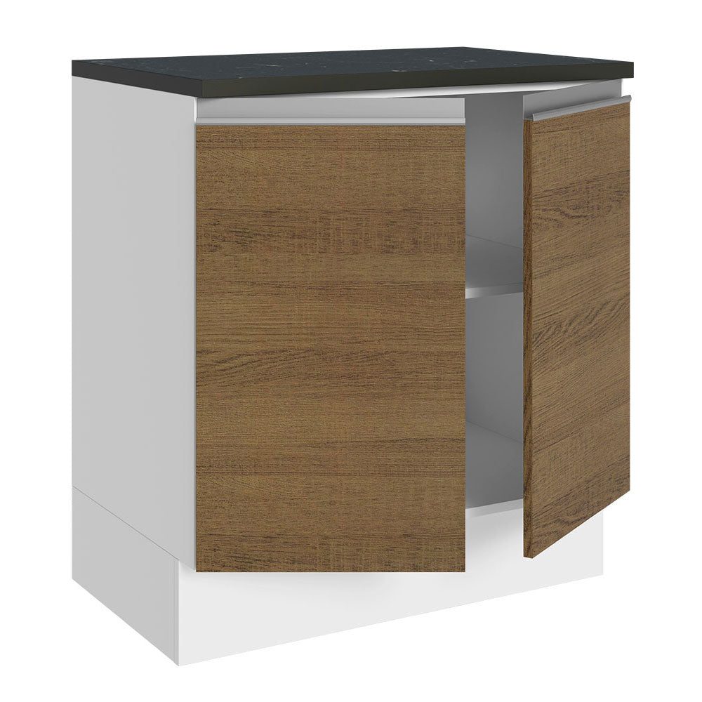 Bajo Mesada Cocina 100% MDF 70 cm 2 Puertas Blanco/Marrón Acordes Madesa