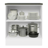 Bajo Mesada Cocina 100% MDF 70 cm 2 Puertas Blanco/Negro Acordes Madesa