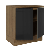 Bajo Mesada de Cocina 70 cm 2 Puetas (Con Mesada) Marrón/Negro Lux Madesa