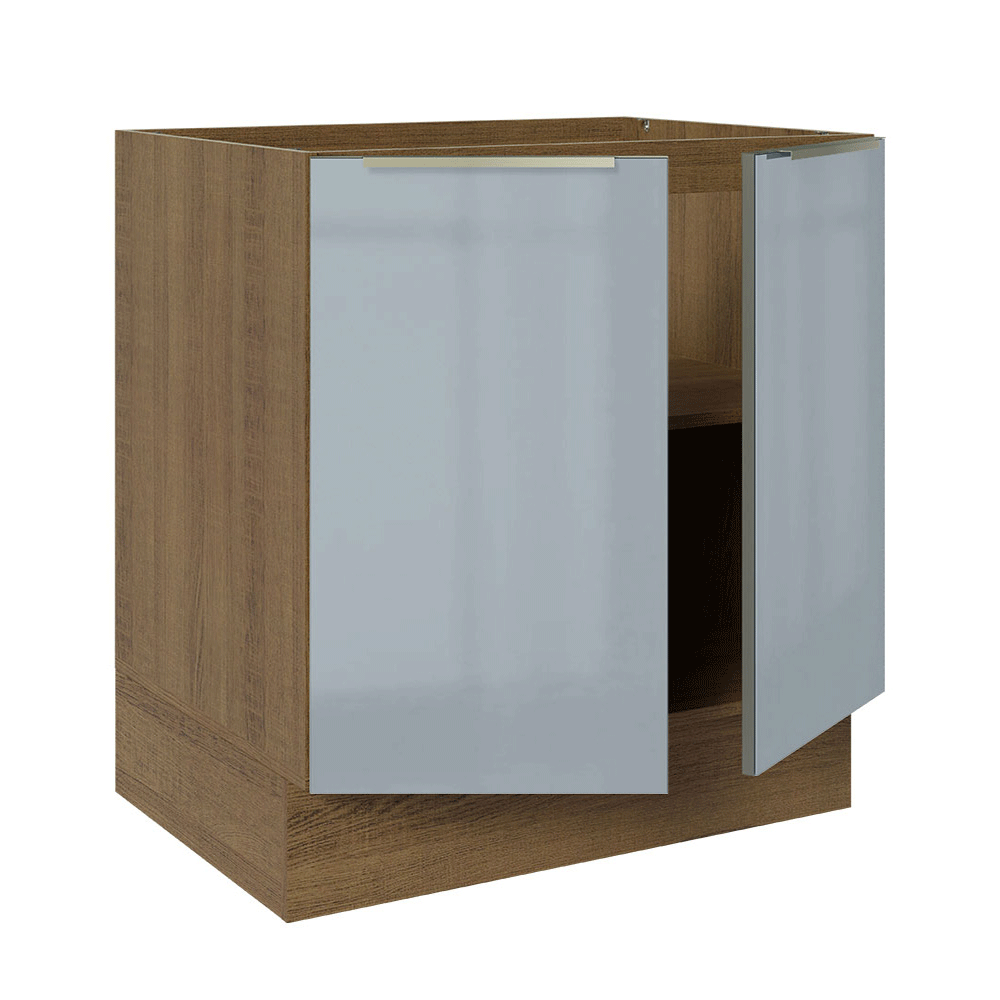 Bajo Mesada de Cocina 70 cm 2 Puetas (Sin Mesada) Marrón/Gris Lux Madesa