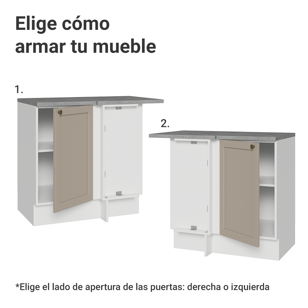 Bajo Mesada Esquinero 1 Puerta Blanco/Crema Vik Madesa