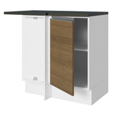 Bajo Mesada Cocina Esquinera 100% MDF 1 Puerta Blanco/Marrón Acordes Madesa