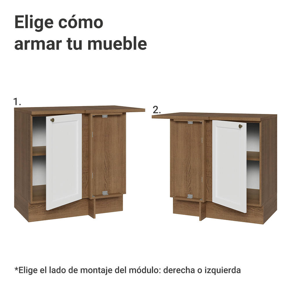 Bajo Mesada esquinero 1 Puerta Marrón/Blanco Vik Madesa