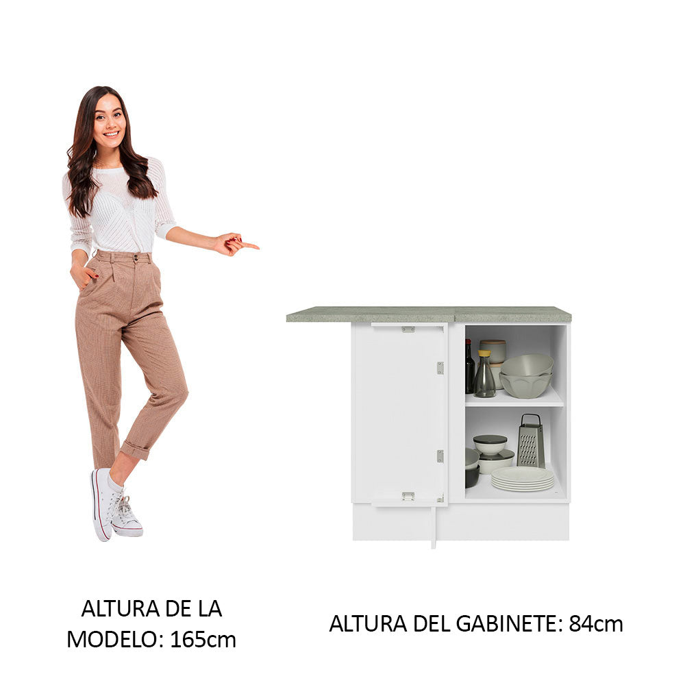 Bajo Mesada de Esquina de Cocina con 1 Puerta Glamy Blanco/Negro