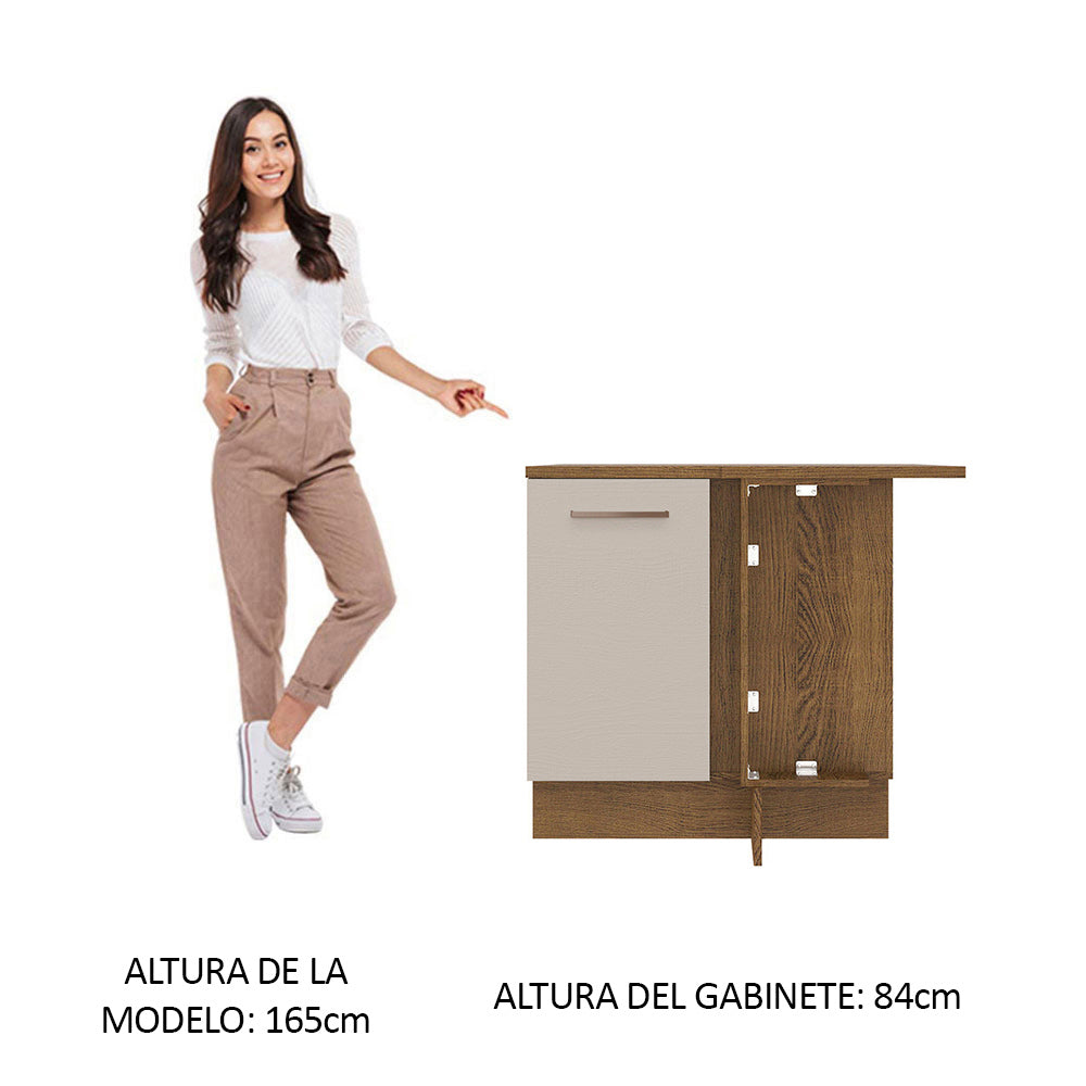 Bajo Mesada Esquinero 1 Puerta Agata Marrón/Crema