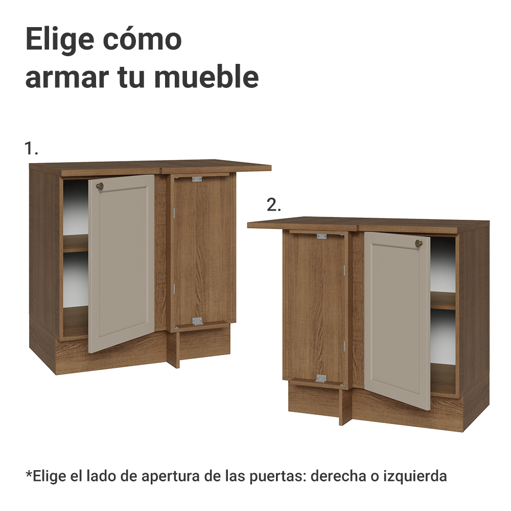 Bajo Mesada Esquinero 1 Pueta Marrón/Crema Vik Madesa