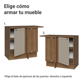 Bajo Mesada Esquinero 1 Pueta Marrón/Crema Vik Madesa