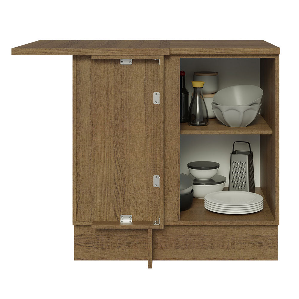Bajo Mesada de Esquina de Cocina con 1 Puerta Glamy Marrón/Negro