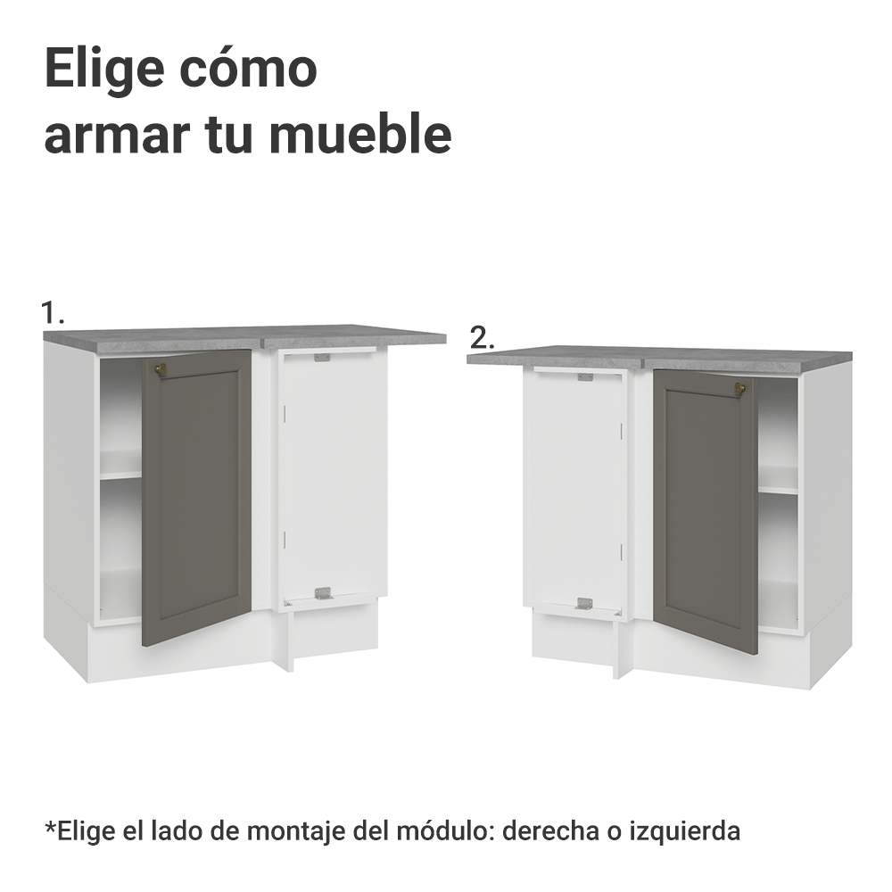 Bajo Mesada Esquinero 94 cm 1 Puerta Blanco/Gris Vik Madesa