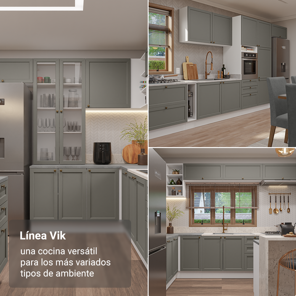 Bajo Mesada Esquinero 94 cm 1 Puerta (Sin Mesada) Blanco/Gris Vik Madesa