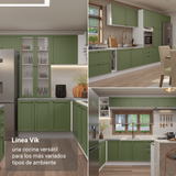Bajo Mesada Esquinero 94 cm 1 Puerta (Sin Mesada) Blanco/Verde Vik Madesa