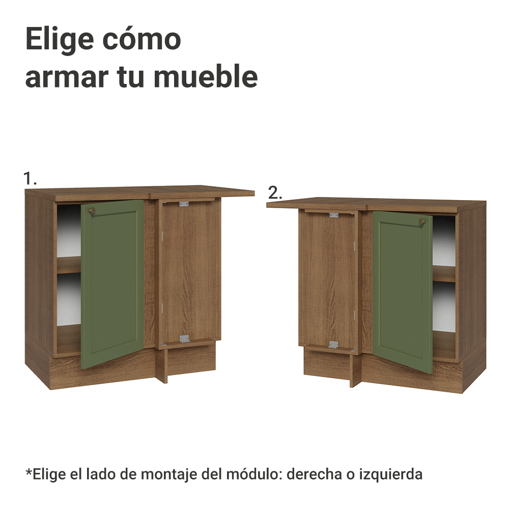 Bajo Mesada esquinero 1 Puerta Marrón/Verde Vik Madesa