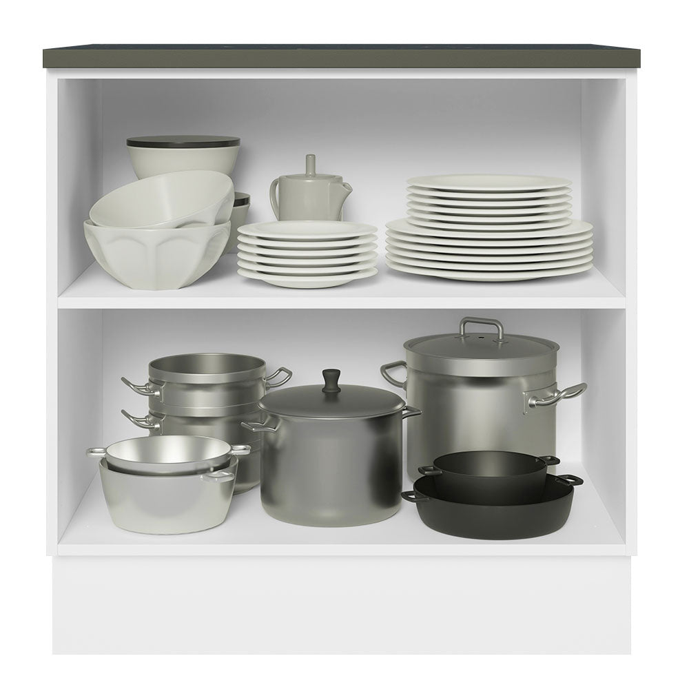 Bajo Mesada Cocina 100% MDF 80 cm 2 Puertas Blanco Brillante Acordes Madesa