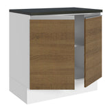 Bajo Mesada Cocina 100% MDF 80 cm 2 Puertas Blanco/Marrón Acordes Madesa
