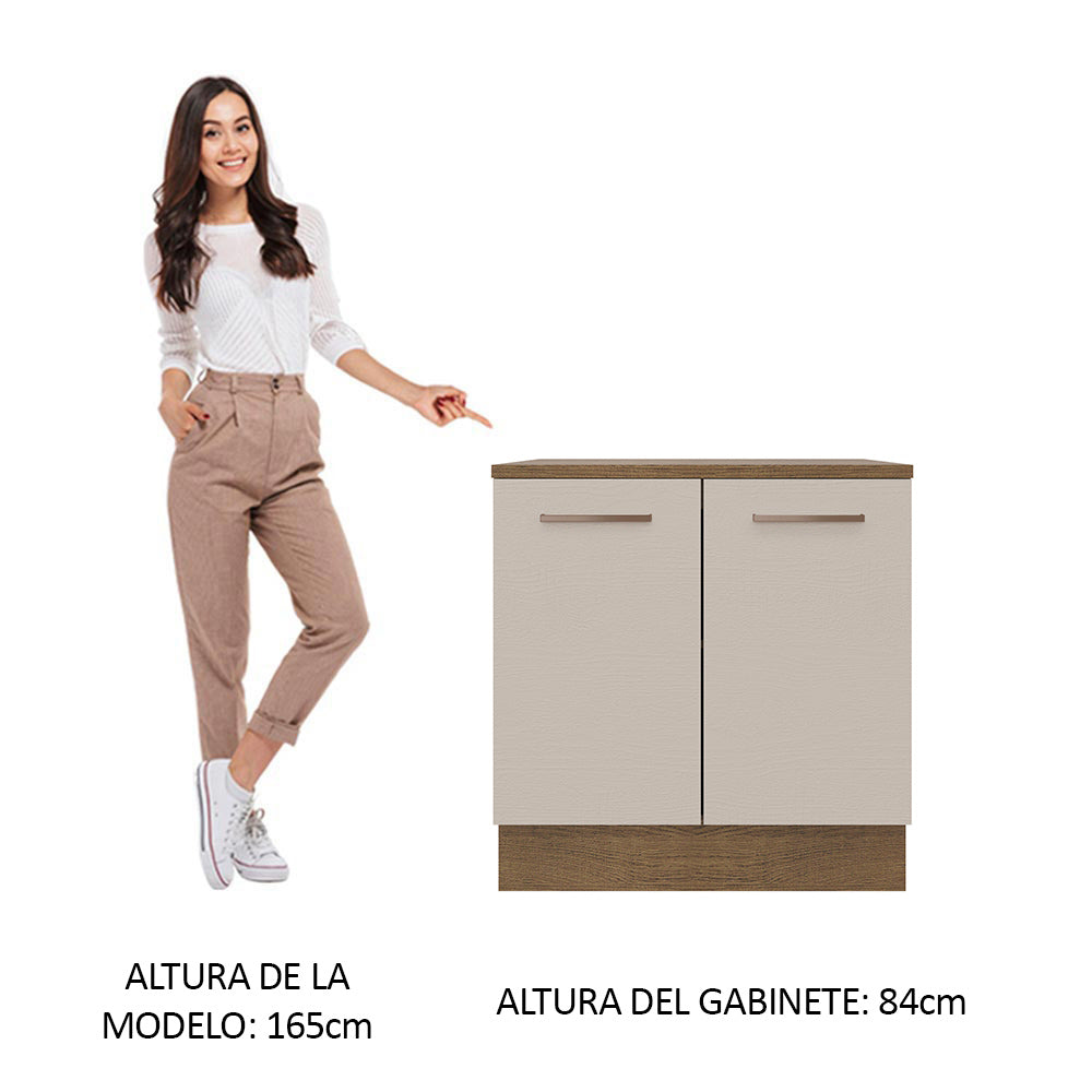 Bajo Mesada 80 cm 2 Puertas Agata Marrón/Crema