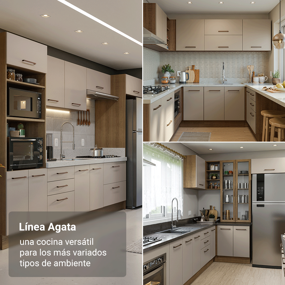 Bajo Mesada 80 cm 2 Puertas Sin Mesada Marrón/Crema Agata Madesa