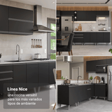 Bajo Mesada de Cocina 80 cm 2 Puertas con Patas Negro Nice Madesa