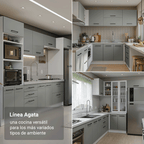 Bajo Mesada 80 cm 2 Puertas Sin Mesada Blanco/Gris Agata Madesa