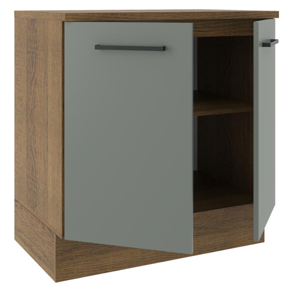Bajo Mesada 80 cm Sin cajones 2 Puertas Agata Marrón/Gris