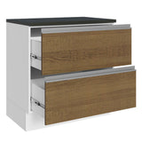 Bajo Mesada Cocina 100% MDF 80 cm 2 Cajones Blanco/Marrón Acordes Madesa