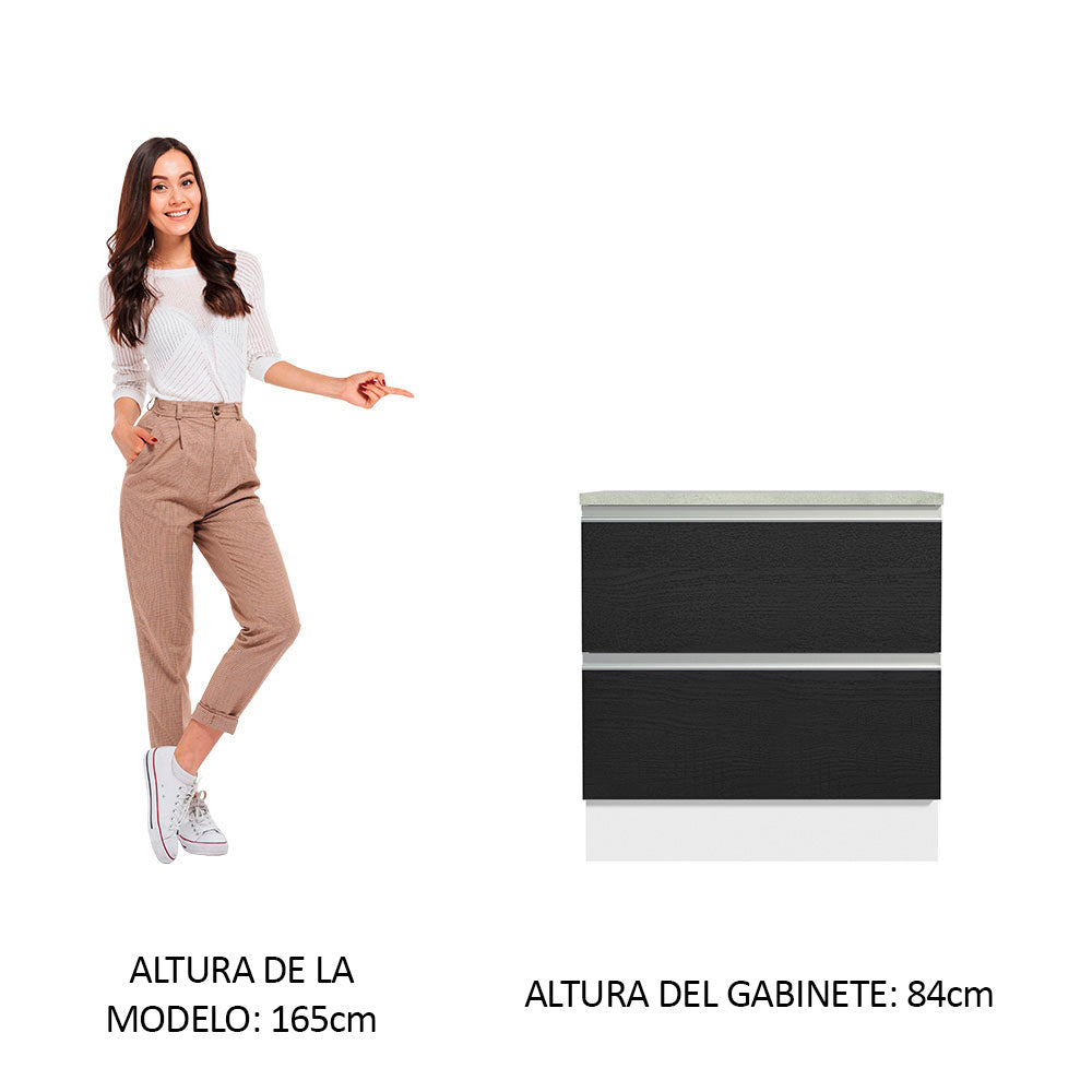 Bajo Mesada Cocina Madesa Glamy 80cm Blanco/Negro