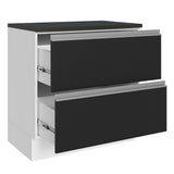 Bajo Mesada Cocina 100% MDF 80cm 2 Cajones Blanco/Negro Acordes Madesa