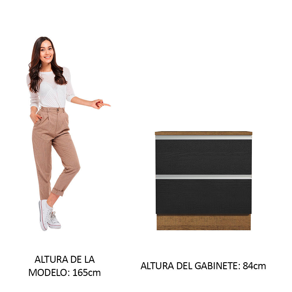 Bajo Mesada Cocina Madesa Glamy 80cm Con Tapa Marrón/Negro 01