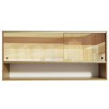 Alacena 2 Puertas Correderas de Vidrio Reflectivo y Nicho Emilly Marrón