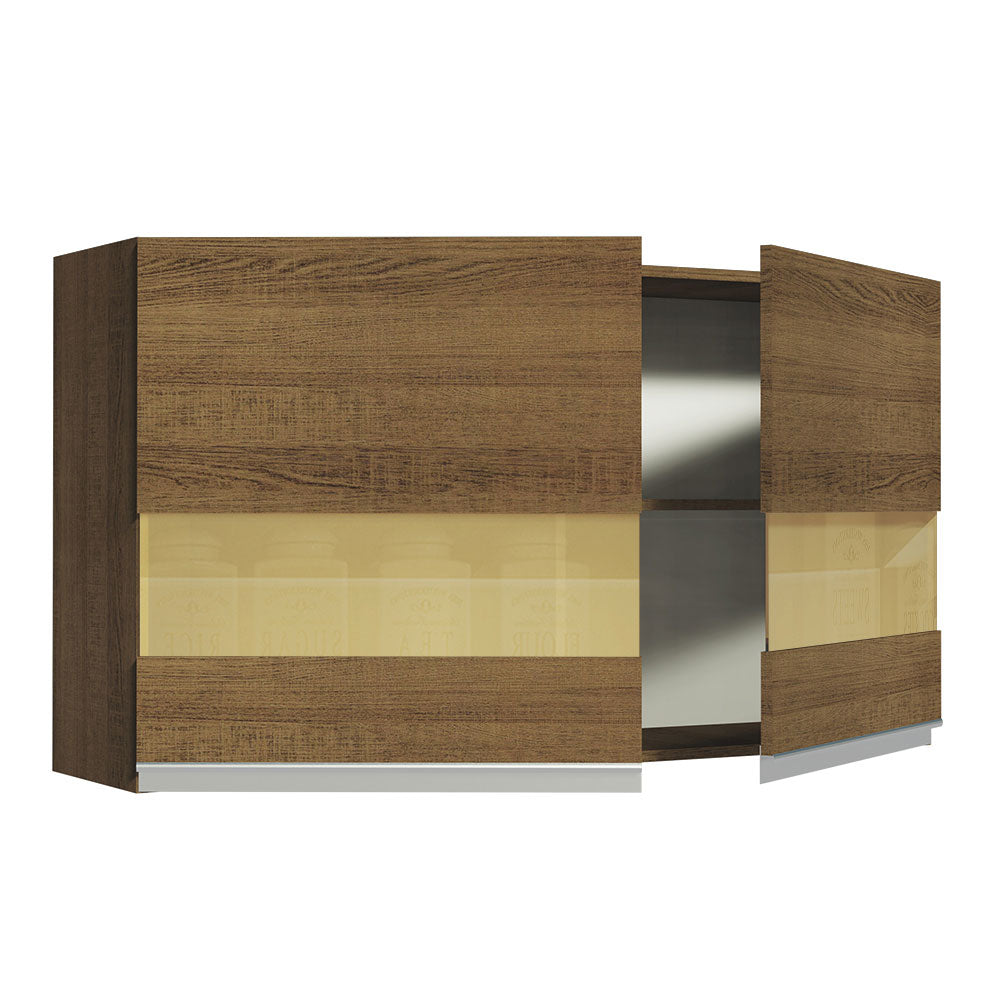 Alacena Madesa Glamy 120 cm 2 Puertas Con Vidrio Marrón