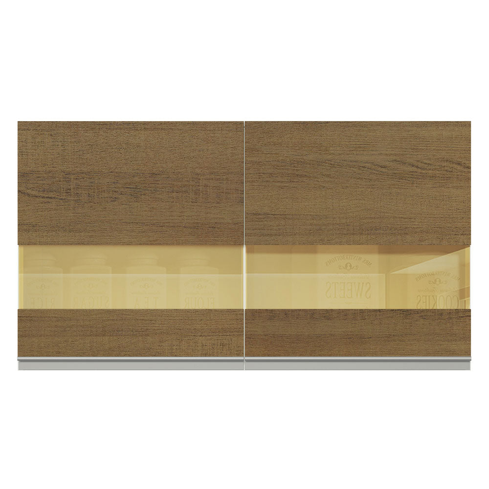 Alacena Cocina 100% MDF 120 cm 2 Puertas Vidrio Reflex Blanco/Marrón Acordes Madesa