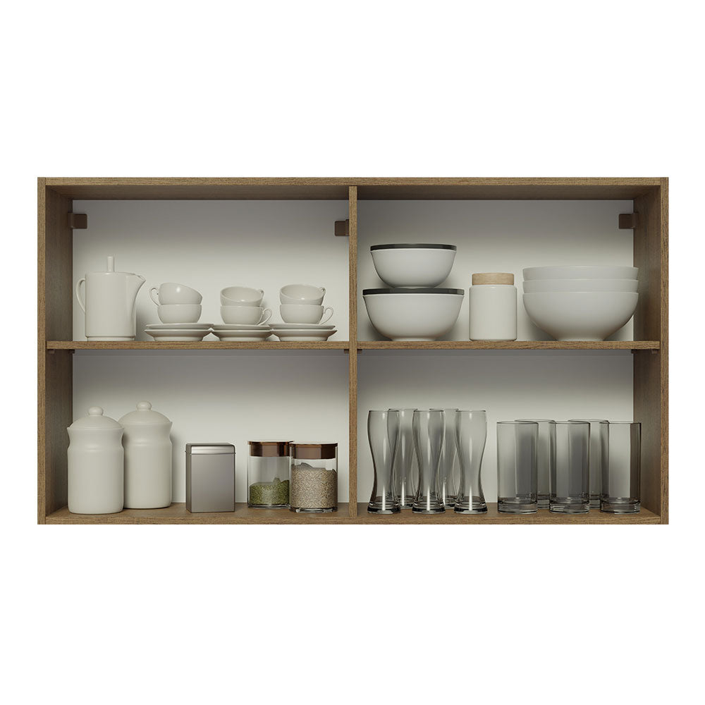 Alacena Madesa Glamy 120 cm 2 Puertas Con Vidrio Marrón/Blanco