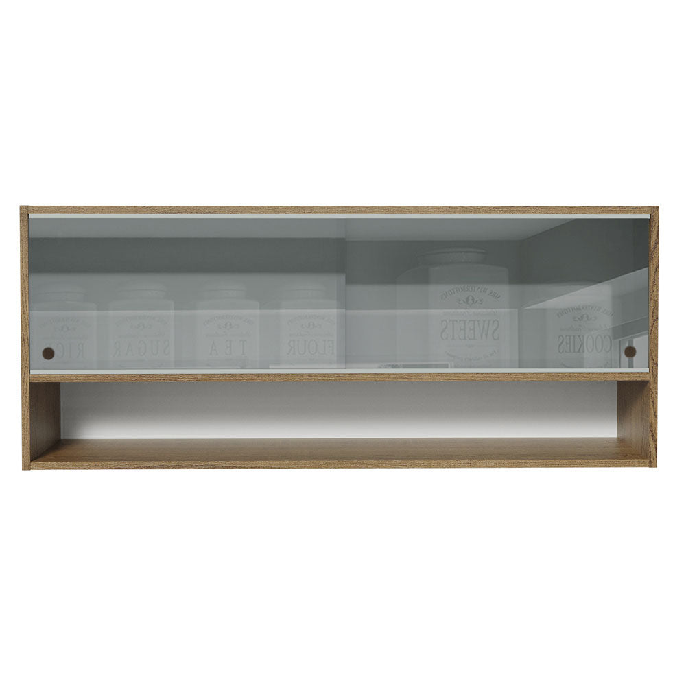 Alacena para Cocina 120 cm 2 Puertas Corredizas de Vidrio Neutral 1 Nicho Marrón para Cocinas Glamy, Lux e Reims Madesa