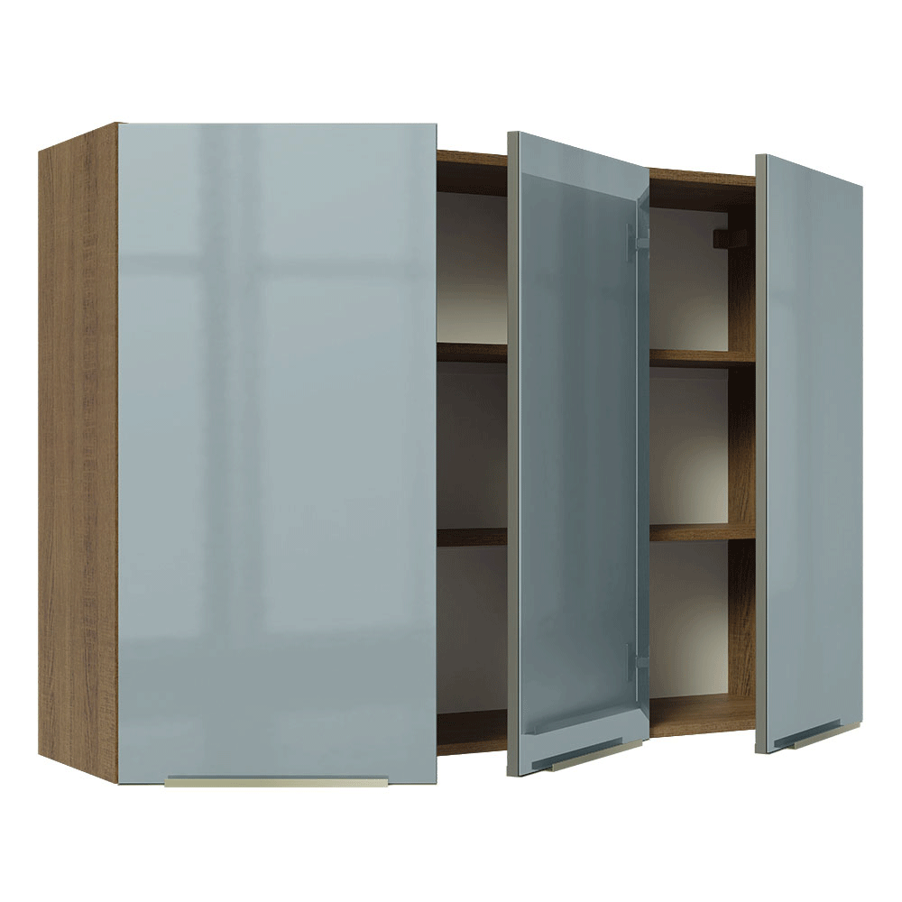 Alacena Cocina 120 cm 3 Puertas Marrón/Gris Lux Madesa