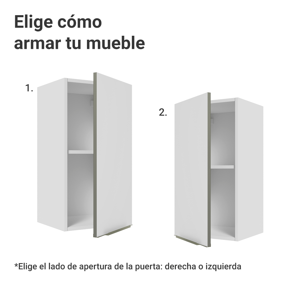 Alacena Cocina 35 cm 1 Puerta Blanco/Blanco Aterciopelado Lux Madesa
