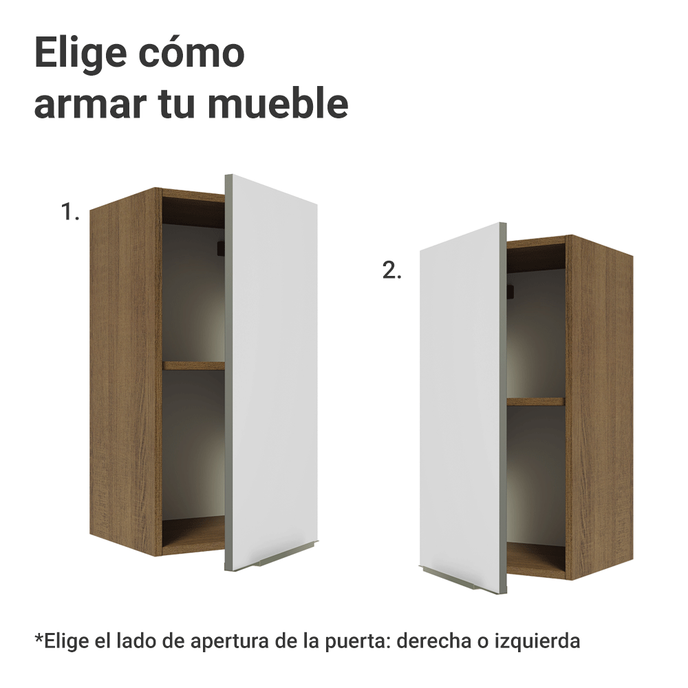 Alacena Cocina 35 cm 1 Puerta Marrón/Blanco Aterciopelado Lux Madesa